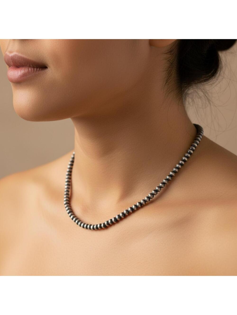 18" Sterling Silver 5mm Bead / Desert Pearl Bead Necklace